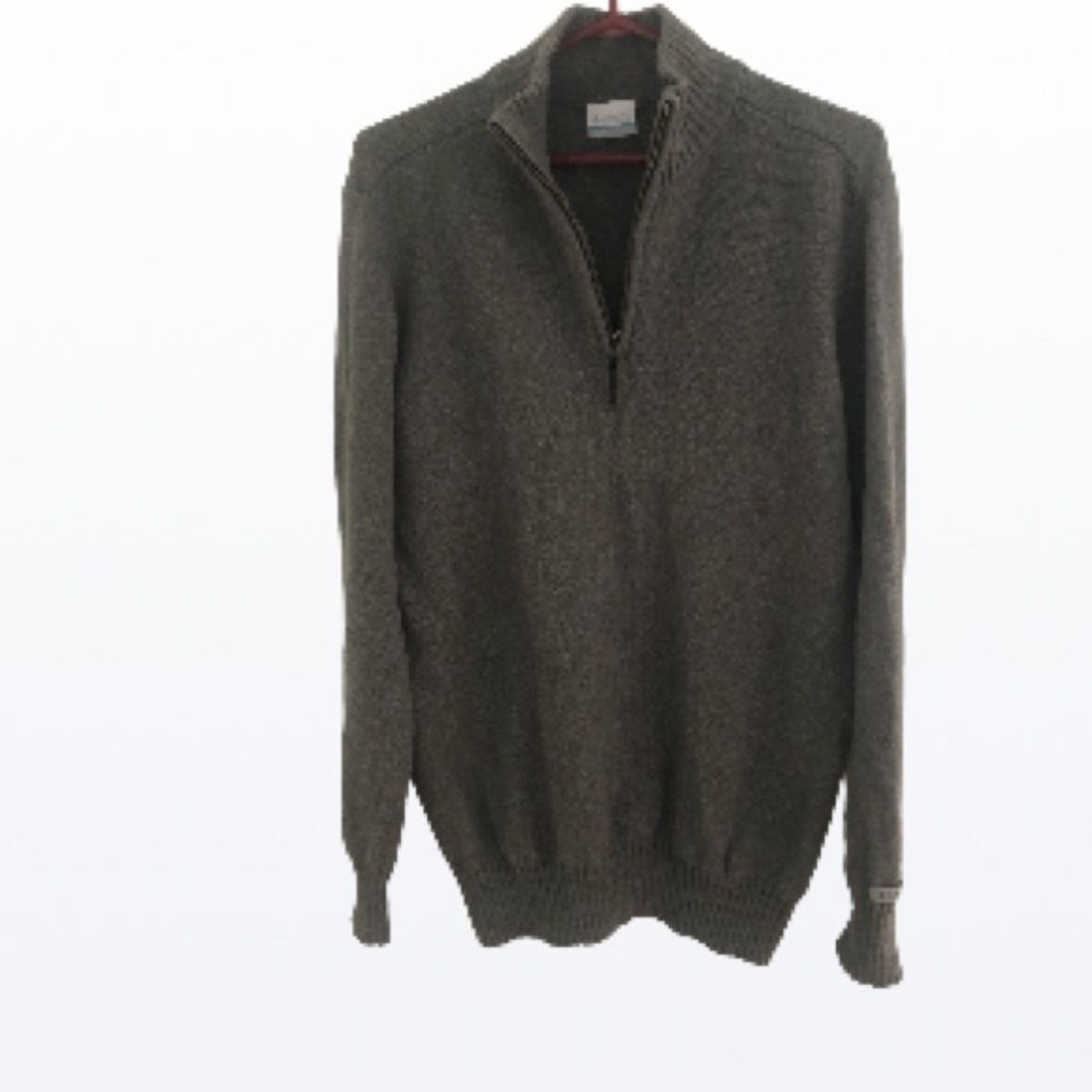 COLUMBIA Cotton Wool Blend Gray 1/3 zip up Eclectic Grandpa Sweater
